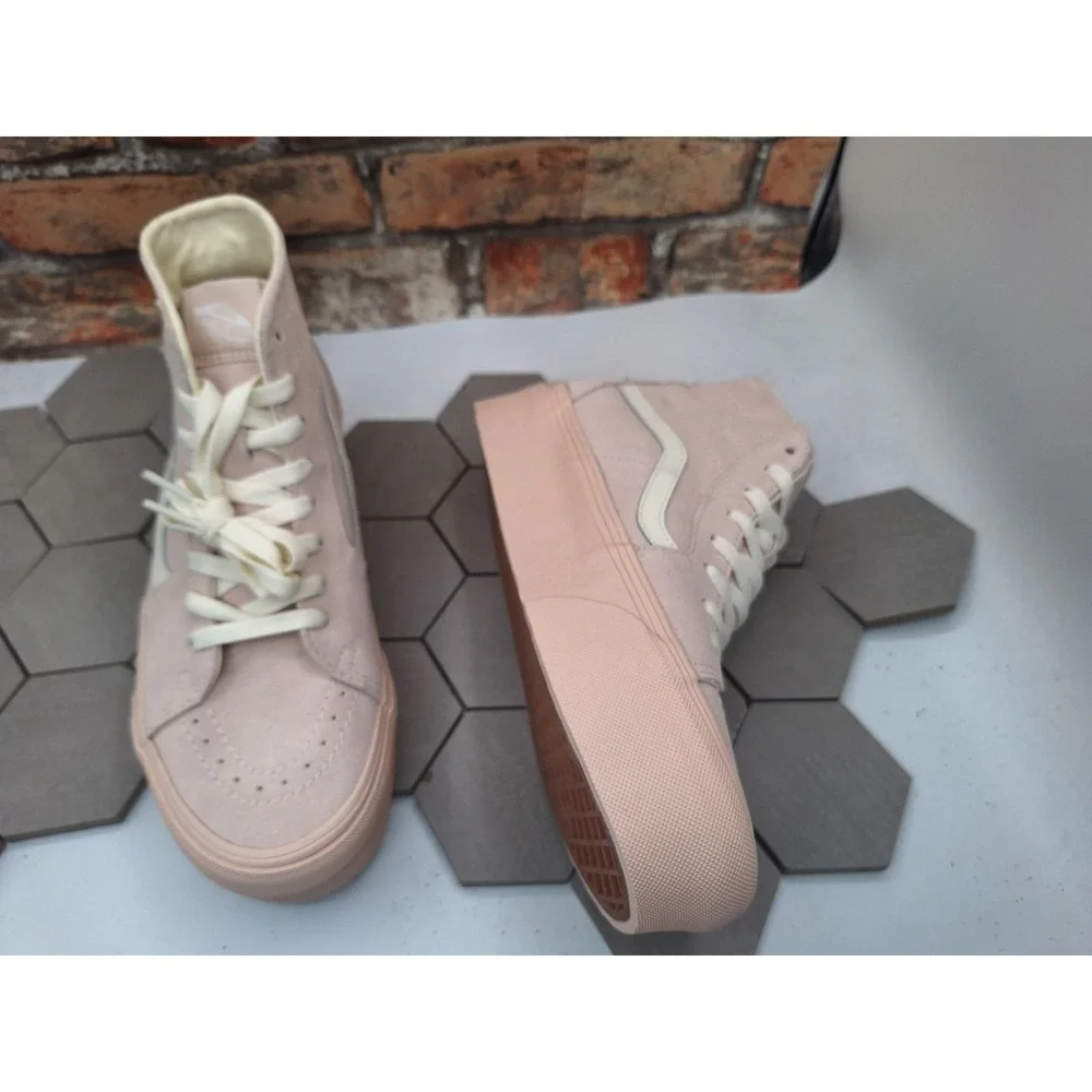 Vans Sk8-Hi Tapered Stackform Suede Shell Pink Platform Sneaker Women Sz 9